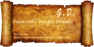 Gyurcsánszky Dezső névjegykártya